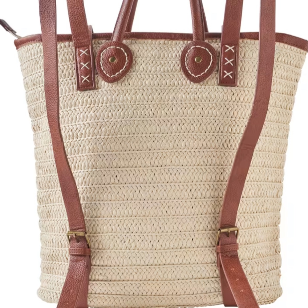 Sun 'Sand Beach Bag/ Raffia Back Pack - Picture 4 of 4